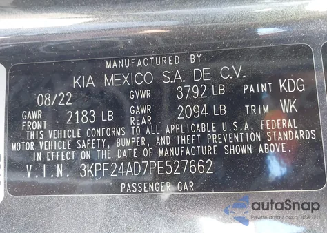 2023 Kia Forte Lxs from USA, damaged, VIN 3KPF24AD7PE527662